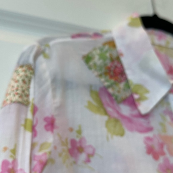 Floral Button Front Blouse Upcycled With Vintage Patches, Embroidery Small - Picture 9 of 13
